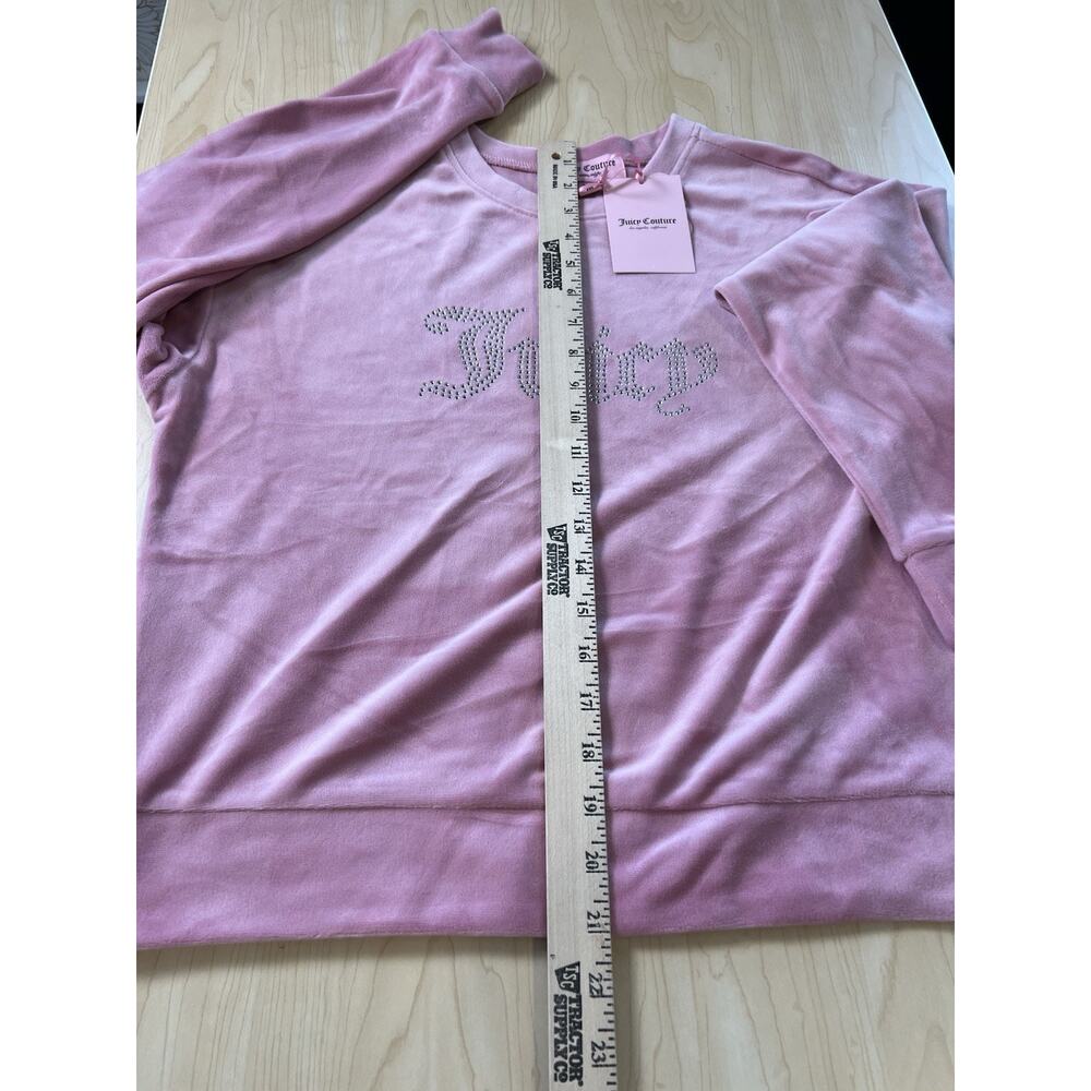 JUICY COUTURE 2 Pc Jogging Track Set Medium Top Pants Velour Rose Pink Bling NWT - Picture 11 of 16